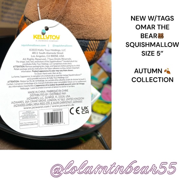 NW/TAGS OMAR THE BEAR 🐻 IN FLANNEL SHIRT SQUISHMALLOW-SZ 5”AUTUMN COLLECTION - Picture 4 of 9